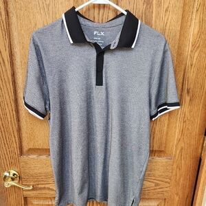 FLX Men's Black and Gray Polo Shirt
